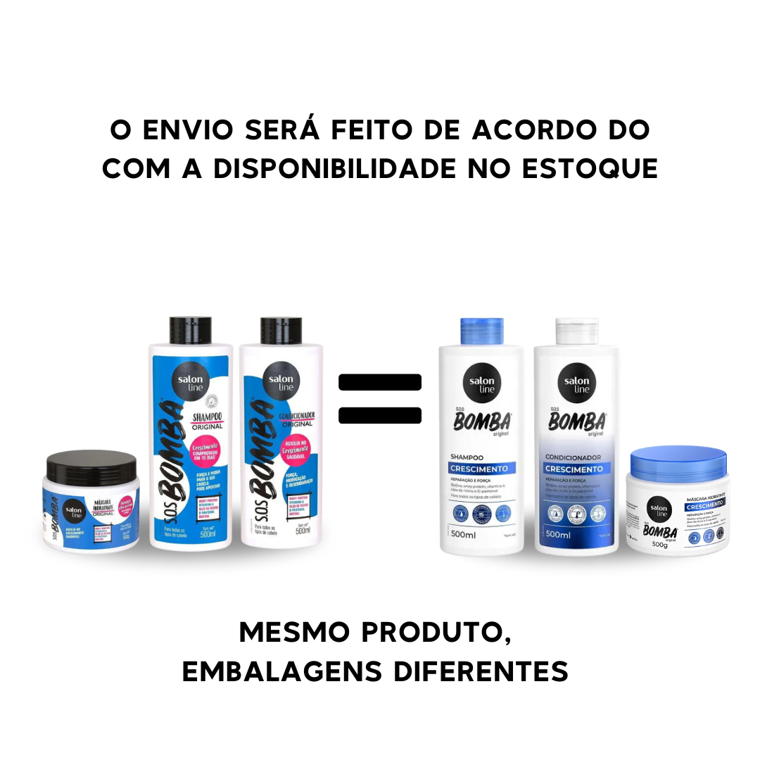 Kit SOS Bomba Shampoo 500ml + Conditioner 500ml + Hair Mask 500g