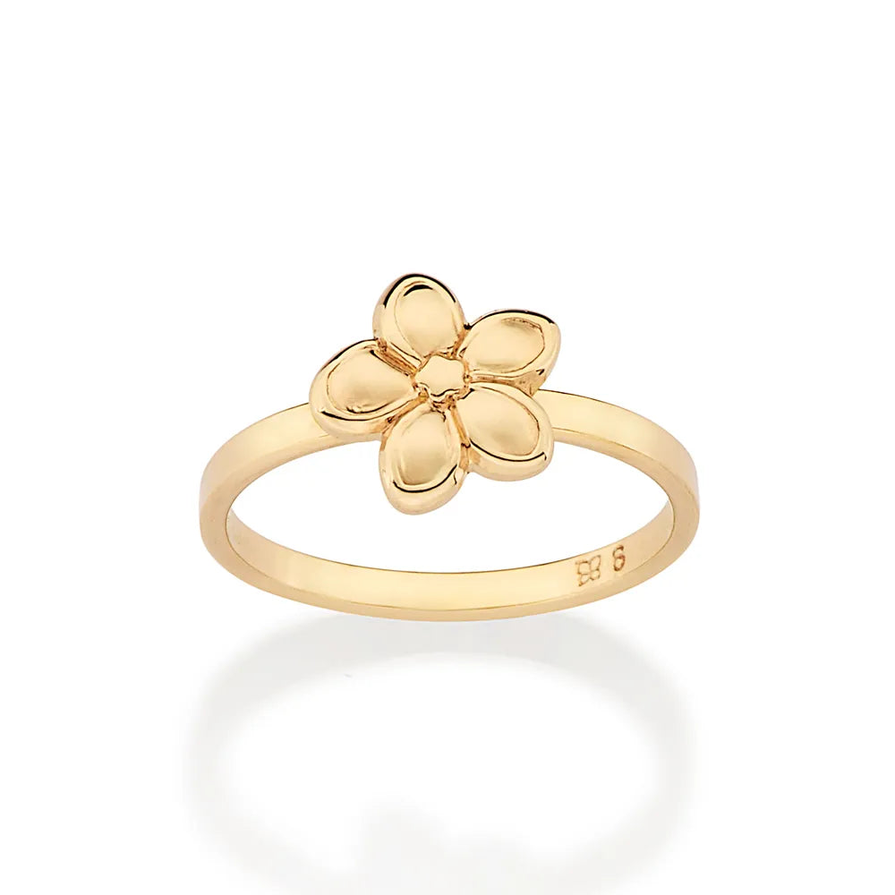 Romanel 18k Gold Plated Plumeria Flower Skinny Ring