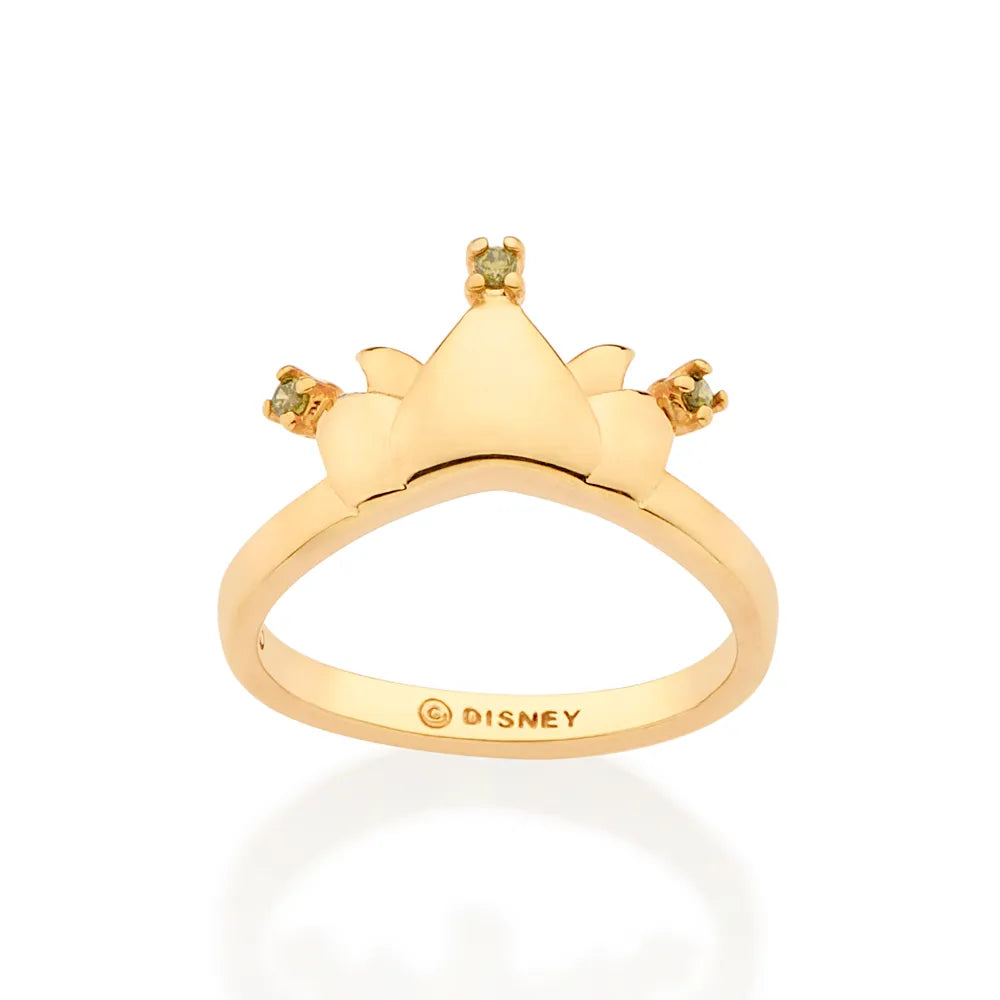 18k Gold-plated Princess Tiana Crown Ring With Romanel Zirconias