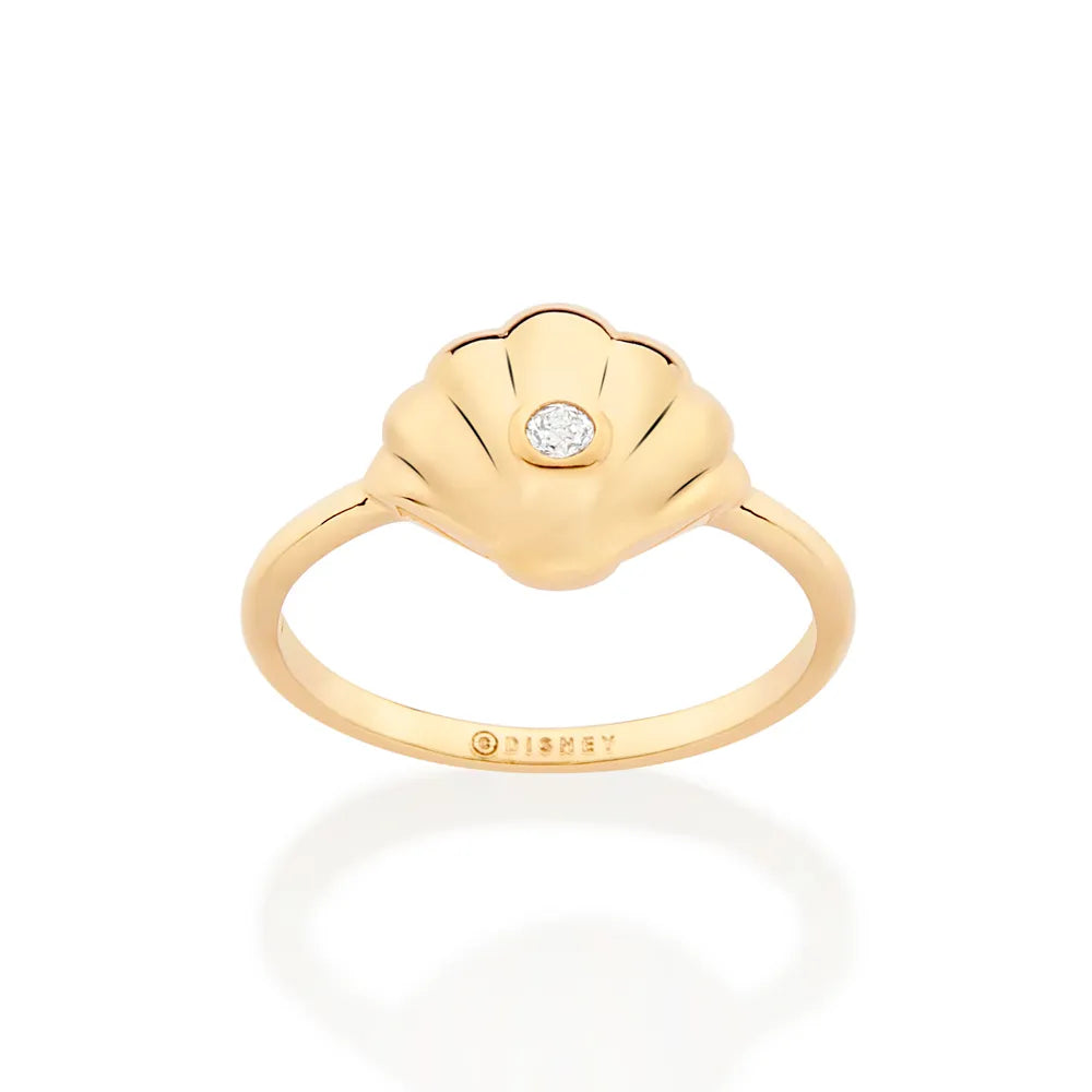 18k Gold-plated Shell Ring With Romanel Zirconia