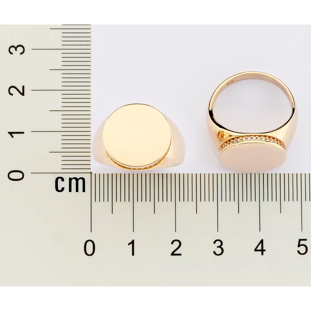 Customisable 18k Gold-plated Button Ring With Zirconias