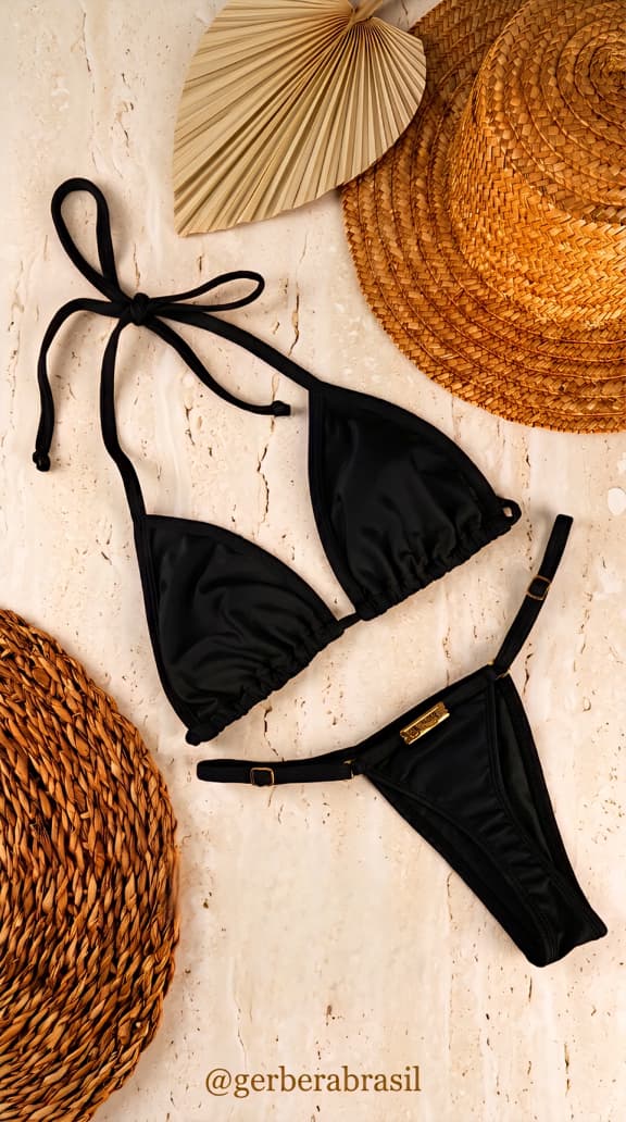 Women's Adjustable Triangle Bikini Set – Black Fita Baby