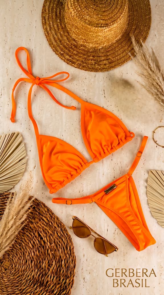 Women's Adjustable Triangle Bikini Set – Vibrant Orange Fita Baby