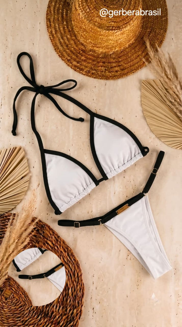 Women's White Triangle Bikini Set with Adjustable Straps - FITA BABY
