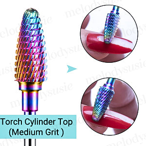 Drill Small Torch Cylinder Top Bit  F- Colorful (Medium Grit) 3/32 Medium Flame ST