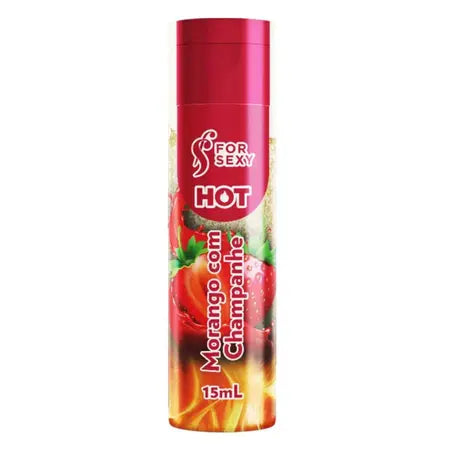 Gel Hot Beijável For Sexy Morango Com Champanhe  - 15ml