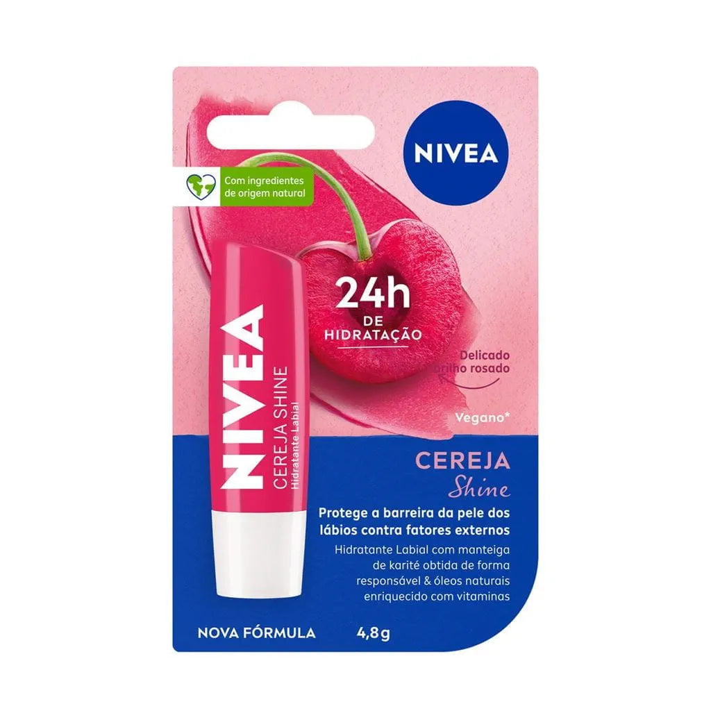 Hidratante Labial Cereja Shine NIVEA - 4,8g