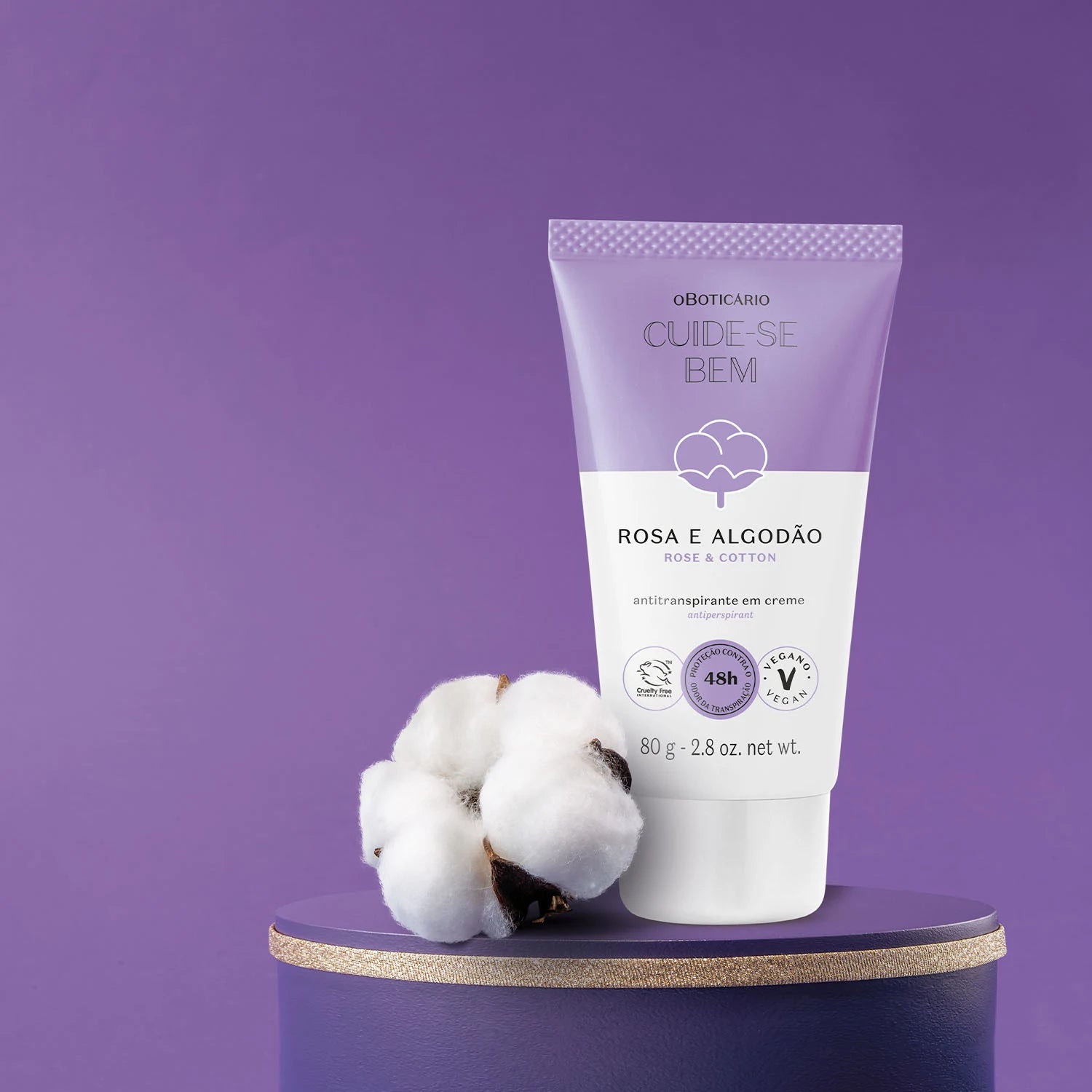 Antitranspirante em Creme Cuide-se Bem Rosa e Algodão - 80g