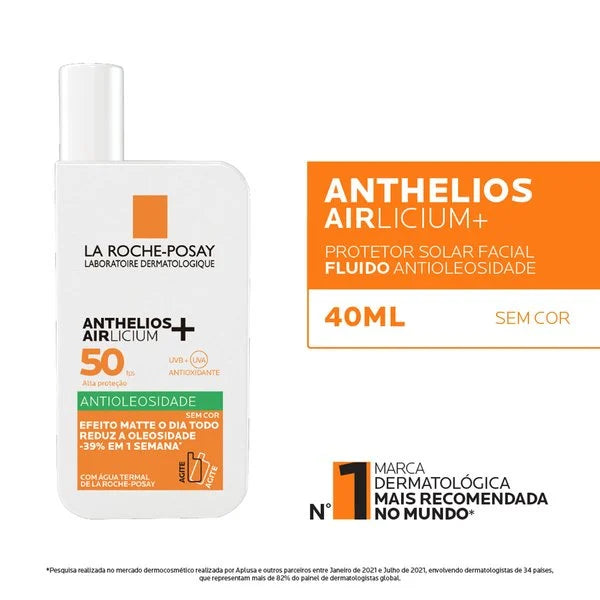 Protetor Solar Antioleosidade Com Textura Fluida Com Cor Anthelios Airlicium+ Fps50