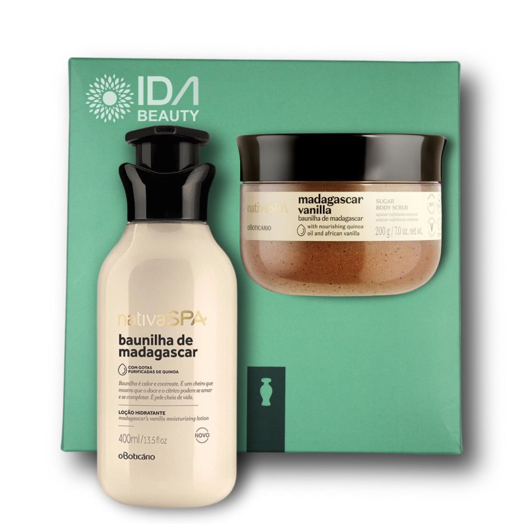 Nativa SPA Baunilha de Madagascar Moisturizing Cream + Scrub Kit Gift