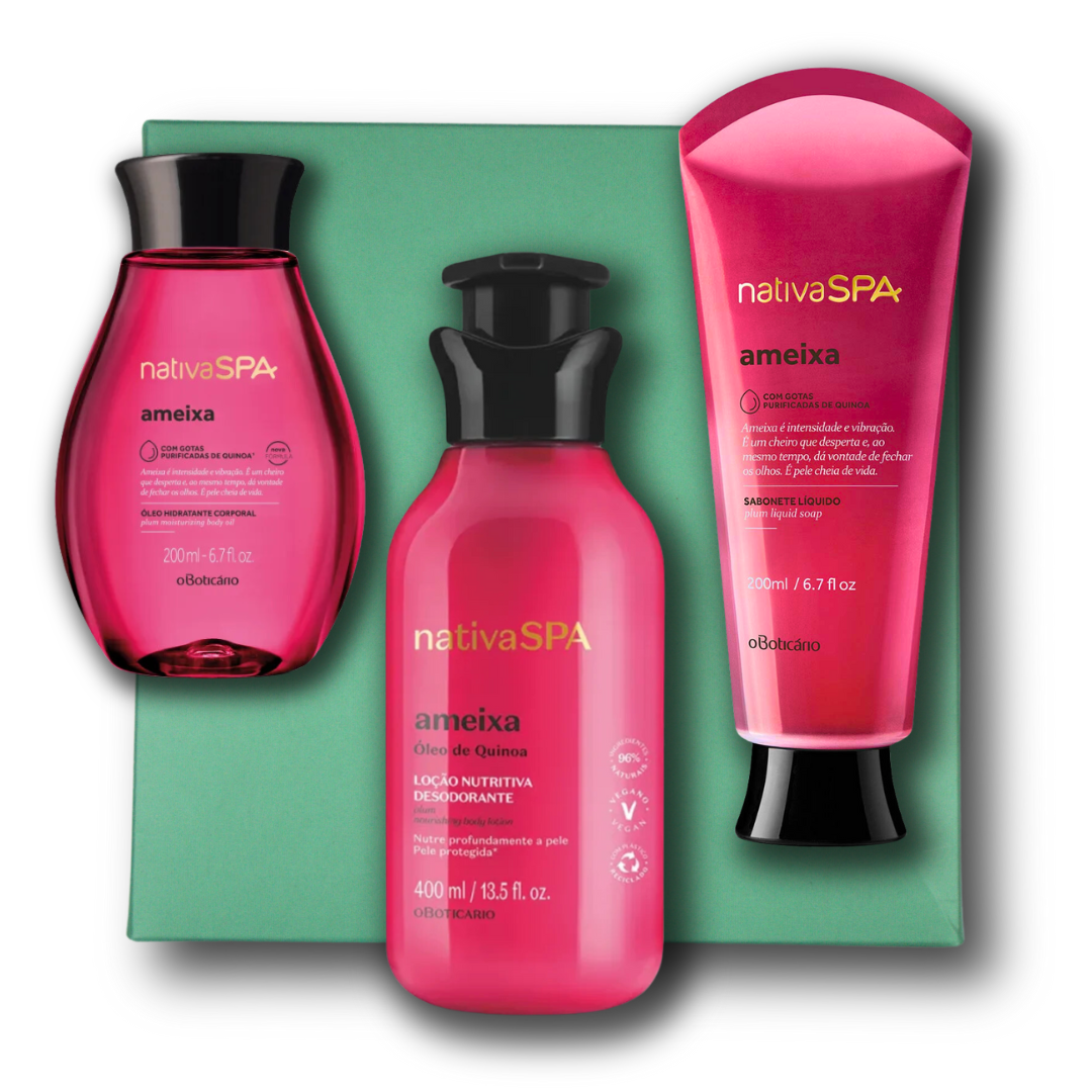 Nativa SPA Ameixa Kit Gift (400ml Lotion + Liquid Soap + Oil + Box + Bag)