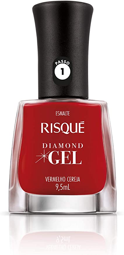 ESMALTE RISQUÉ DIAMOND GEL VERMELHO CEREJA Esmalte Cremoso 9,5ml