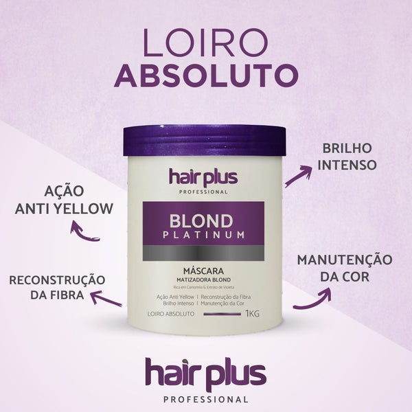 Hair Plus Máscara Matizante Blond Platinum  1Kg