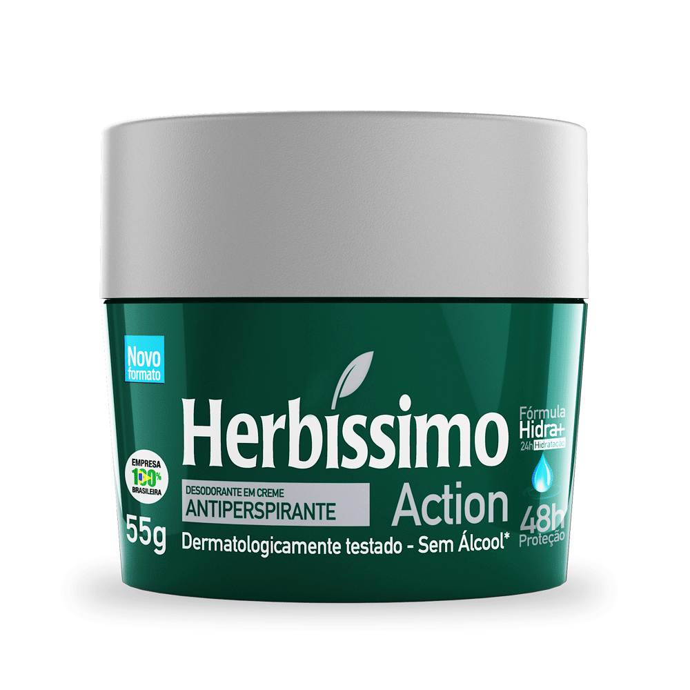 Creme Antiterspirant Deodorant Herbíssimo Action - 55G