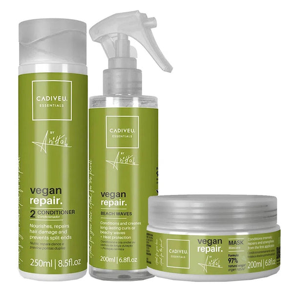 Kit Cadiveu Essentials Vegan Repair by Anitta - Shampoo + Máscara + Spray
