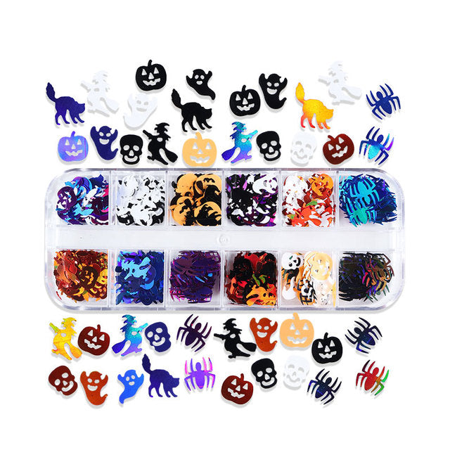 Kit of 12 3D Halloween Decorations Chrome