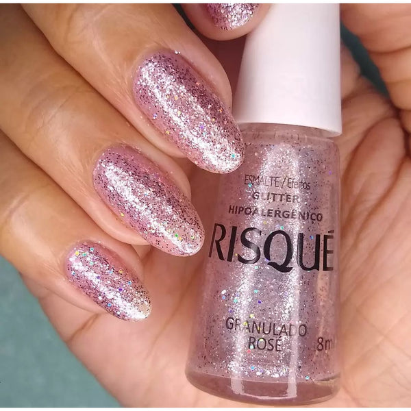 Nail Polish Risqué Glitter Granulado Rosé